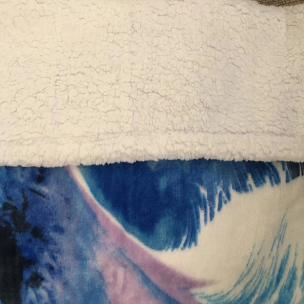 亲肤丝滑法兰绒羊羔绒内衬盖毯 50×60 英寸 狼啸图案-3