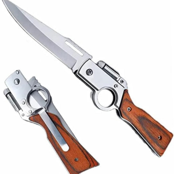 脚蹼小刀，便携式脚蹼小刀，带手电筒的男士，8.5 英寸不锈钢，木柄，脚蹼小刀，远足，户外，露营，男士礼品