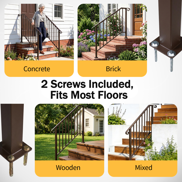 古铜色 3阶 庭院楼梯扶手-5