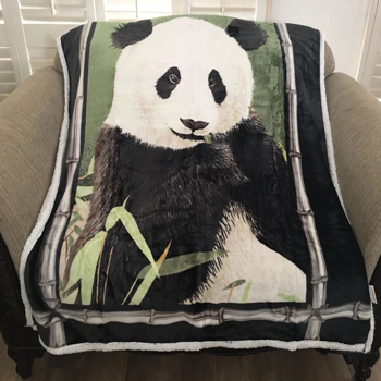 熊猫款超柔丝感法兰绒夏尔巴盖毯 50\\"×60\\"