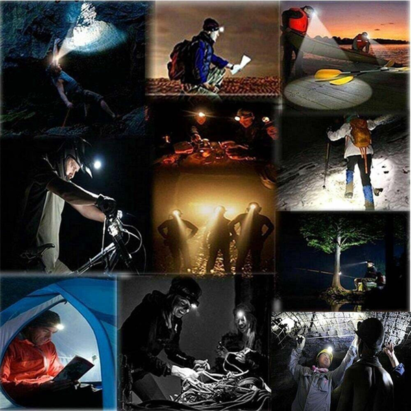 （2套）可充电LED头灯露营徒步旅行头灯工作灯+电池+充电器套装-11