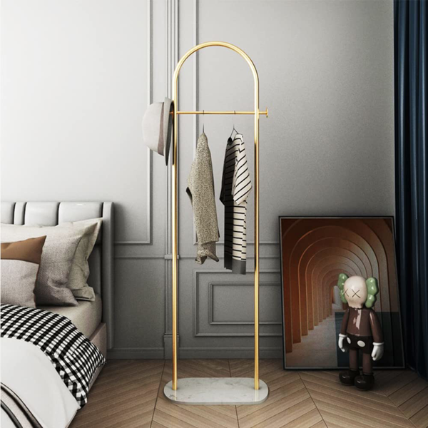 Clothing Rack, Golden Metal Freestanding Heavy Duty Clothes Rack with Marble Base, Multipurpose Garment Hanger for Bedroom, Hat, Scarf, Jacket,-4