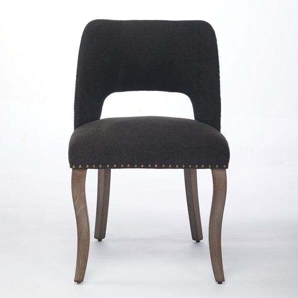 两把装木质餐椅，现代布艺软垫餐椅，厨房椅，乡村风格餐椅，黑色-1