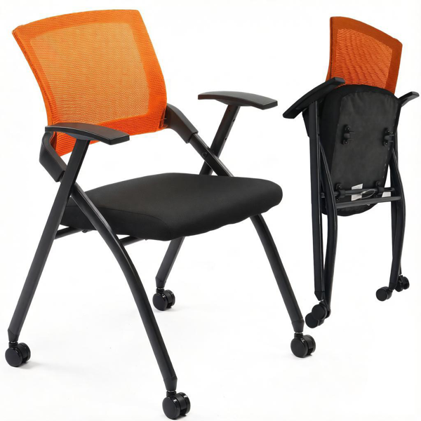 1PCS 整装堆叠 靠背不可调节 橙色 折叠椅 软包折叠椅 56*51*86cm PU 铁-5