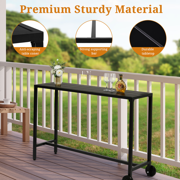 黑色 带轮 铁 55 inch 庭院吧桌-11