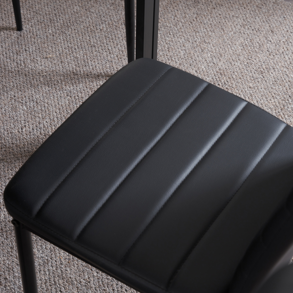 4pcs 高靠背横线缝纫装饰 PU革 餐椅 圆管 黑色 N201（替换编码：13028198-18410366）-40