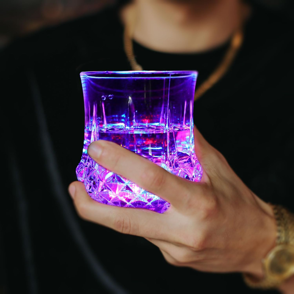 两包闪光杯 液体激活多彩 LED 杯 趣味发光饮用小杯、发光葡萄酒杯 LED 闪光杯、成人派对、酒吧、迪斯科用的精酿杯-3