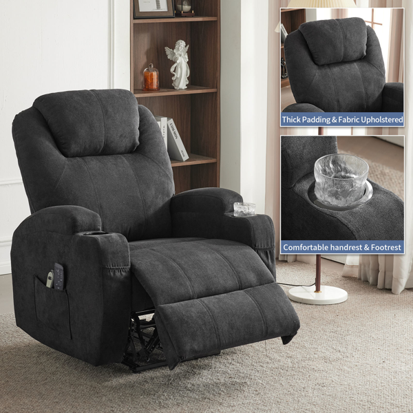 1pcs 黑色 织物 电动平躺 功能椅带2点按摩带加热 120kg 室内功能椅 英国-15