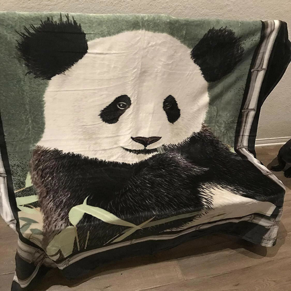 熊猫款超柔丝感法兰绒夏尔巴盖毯 50"×60"-2