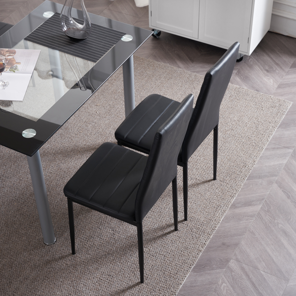 4pcs 高靠背横线缝纫装饰 PU革 餐椅 圆管 黑色 N201（替换编码：13028198-18410366）-62