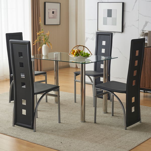 【同款编码：41549207】110CM黑清色餐桌套装（本产品将拆分成两个包裹）桌腿为银色-8