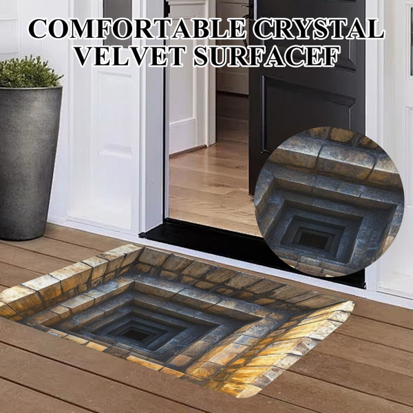 3D 视觉错觉全天候门垫，前门垫室内外入口，简洁露台门廊门垫，光学错觉地毯地面裂缝幻觉地毯 3D 地毯，-3