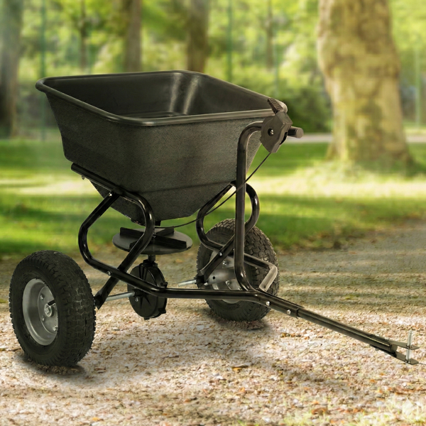 98*76*77CM 黑色 110lb 橡胶充气轮 牵引挂车款 施肥车 调节10档位 花园推车 送防尘罩 过滤网-9