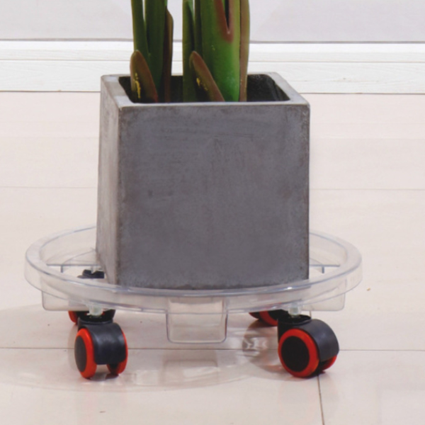 8 Pcs Heavy-Duty Clear Plant Caddy with Wheels, Rolling Flower Pot Stand 11.8" Inner 13" Outer Diameter, Water Collection Plant Dolly for Large Indoor Outdoor Potted Plants-9