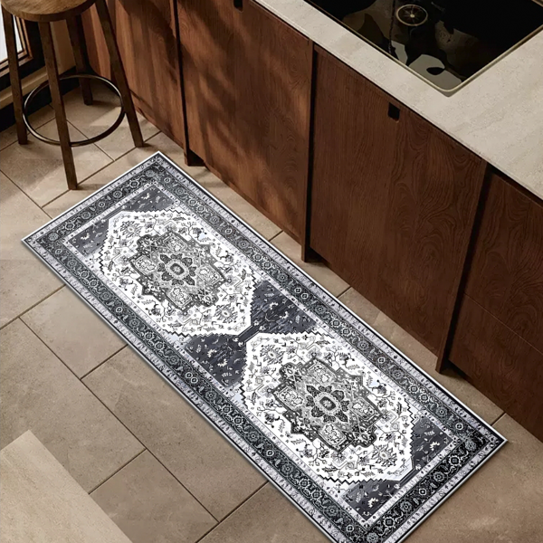 (水晶绒水洗底)厨房地毯3件套，防滑机洗厨房垫，波西米亚复古厨房地毯-8