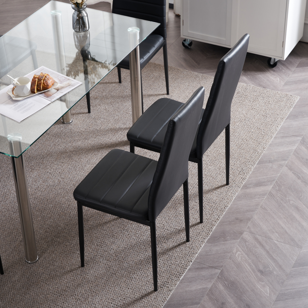 4pcs 高靠背横线缝纫装饰 PU革 餐椅 圆管 黑色 N201（替换编码：13028198-18410366）-58