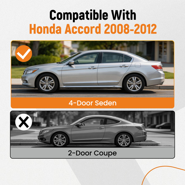 车窗密封条4pcs Weather Strip Outside Window Moulding Trim Seal Belt Fit Honda Accord 2008-2012-7