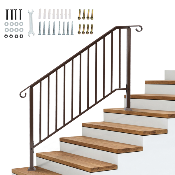 古铜色 4阶 庭院楼梯扶手-5