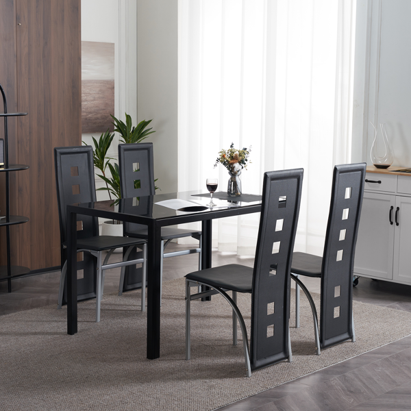 4pcs 高靠背横线缝纫装饰 PU革 餐椅 圆管 黑色 N201（替换编码：13028198-18410366）-53