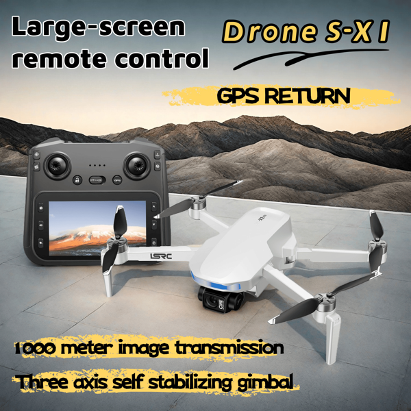 S-X1 GPS Drone, 20-30 Minute Flight, Dual HD 50fps Cameras, 3-Axis Gimbal, 5MP Stabilized Images, Auto Low Power Return, Large Screen Remote-1