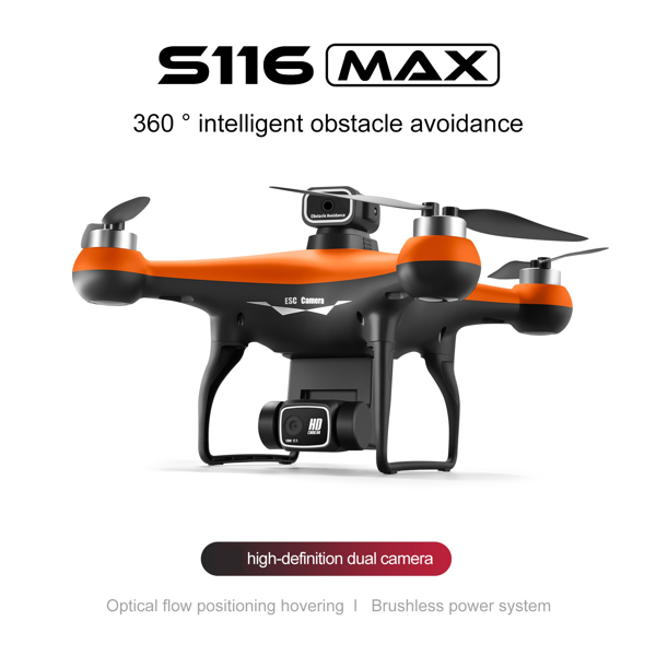 S116 Drone Orange 2 Batteries Built-in Electric Adjustable Camera Adjustable To 90° With LED Nightlight Drone Beginners' Favorite The Perfect Toy Gift-4