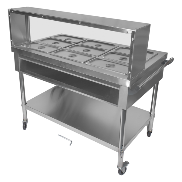 A3-9盘商用保温柜带挡板 9-Pan Commercial Food Warmer with Dividers, Professional Buffet Catering Food Warmer, Electric Steam Table, Stainless Steel-7