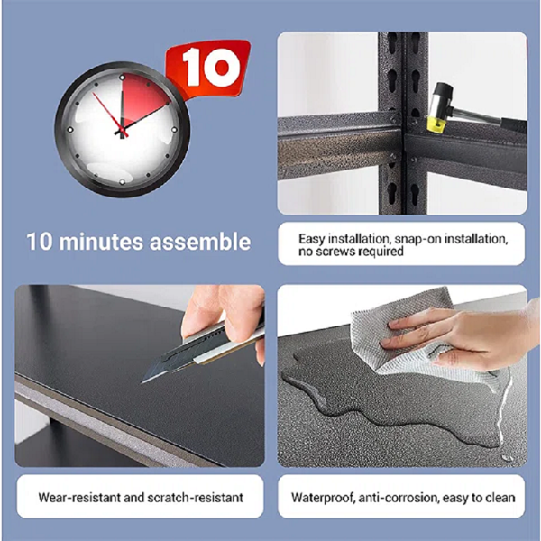 两层金属储物架，5-10 加仑鱼缸架，三层小型爬行动物架，适合家庭办公，19.70 英寸长 x 13.77 英寸宽 x 31.50 英寸高，黑色，需要组装-9