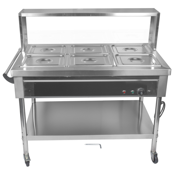 A3-6盘商用保温柜带挡板 6-Pan Commercial Food Warmer with Dividers, Professional Buffet Catering Food Warmer, Electric Steam Table, Stainless Steel-1