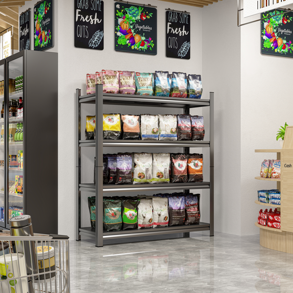 四层高度可调金属储物架，垂直收纳器，63 英寸高×45.27 英寸宽×17.7 英寸深，黑色，需组装-8