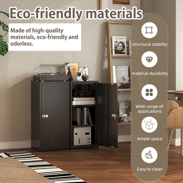 Temu 仅支持自提 34.6英寸高带锁金属储物柜，小型可上锁员工储物柜，带可调节层板及脚垫，钢制单门可上锁柜，适用于家庭、学校、办公室、健身房-8