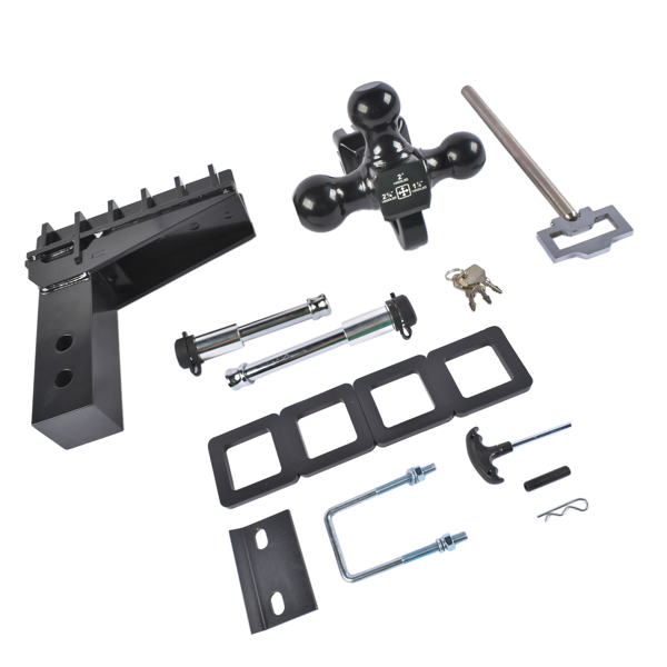 拖车挂接装置 Adjustable Trailer Hitch Fits 2.5" Receiver 6" Drop/Rise 18500LBS 1-7/8", 2", 2-5/16" Tri-Balls-4