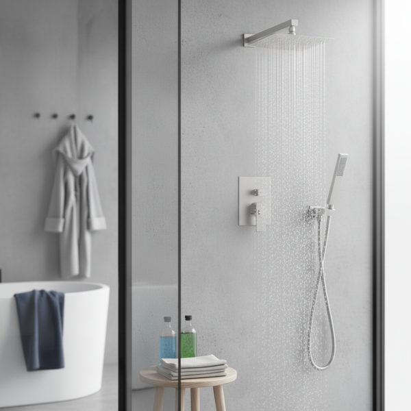 NPT公头拉丝镍淋浴系统，浴室淋浴配件用淋浴龙头套装，配有12英寸花洒头和手持花洒（含压力平衡淋浴阀芯套件）【周末不发货，TK/TEMU订单仅支持自提】-9