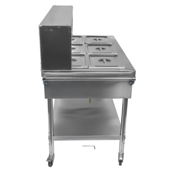 A3-6盘商用保温柜带挡板 6-Pan Commercial Food Warmer with Dividers, Professional Buffet Catering Food Warmer, Electric Steam Table, Stainless Steel-5