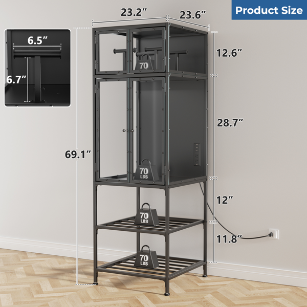 双层耗材收纳架3D打印机柜——配备T型耗材杆，兼具降噪与防尘设计；适用于工作室及办公室的收纳与整理需求。-3