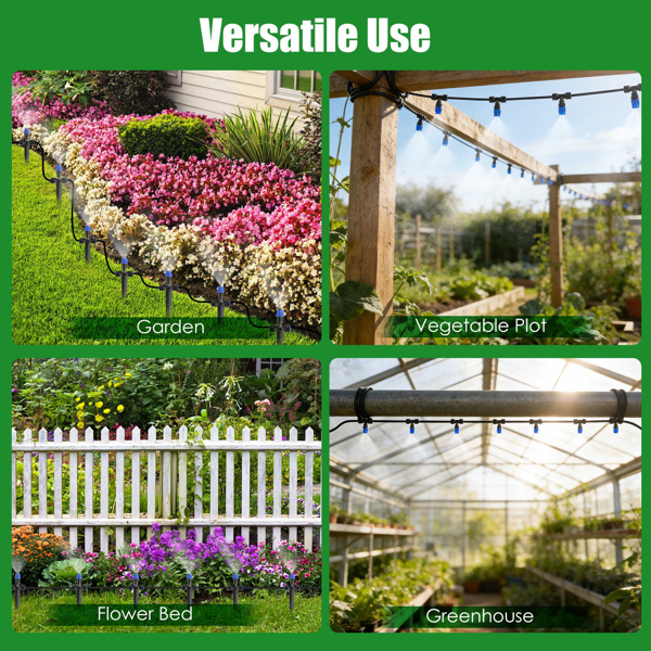 （自提可发加拿大，temu&tk下自提单）全套花园滴灌系统套装，滴灌套装，75英尺花园灌溉系统，配备可调节喷雾喷头，适用于花园、温室、草坪、露台及花坛-10