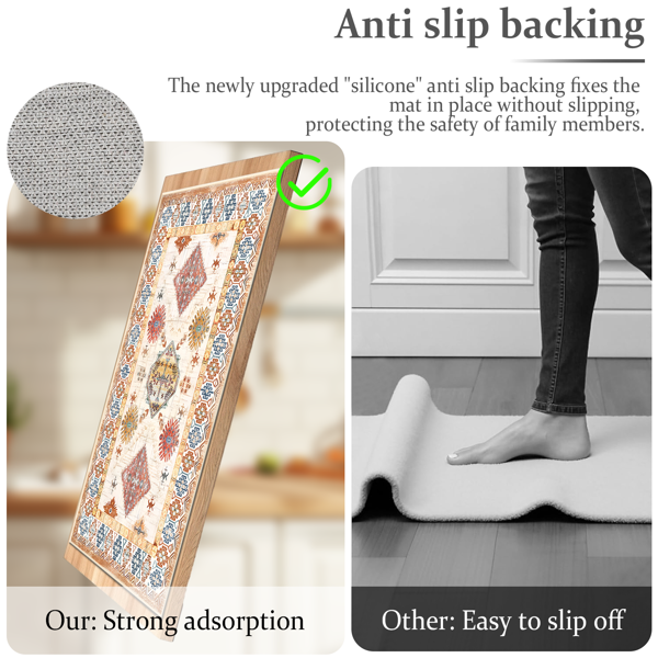 (水晶绒水洗底)厨房地毯3件套，防滑机洗厨房垫，波西米亚复古厨房地毯-2