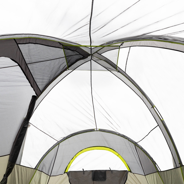 10人 深灰色 三室 露营帐篷 涤纶布 玻璃纤维杆 522*260*210cm 家庭帐篷 N001 -25