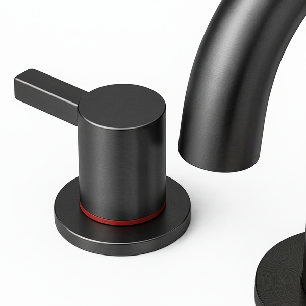 8英寸宽幅洗手盆龙头，双把手三孔设计，带360°旋转喷嘴和弹起式排水器，哑光黑[周末无法发货，TK/TEMU仅支持自提]-12