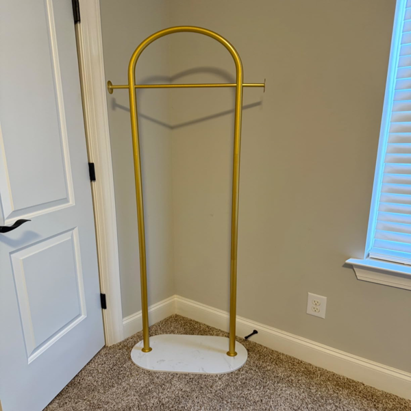 Clothing Rack, Golden Metal Freestanding Heavy Duty Clothes Rack with Marble Base, Multipurpose Garment Hanger for Bedroom, Hat, Scarf, Jacket,-3