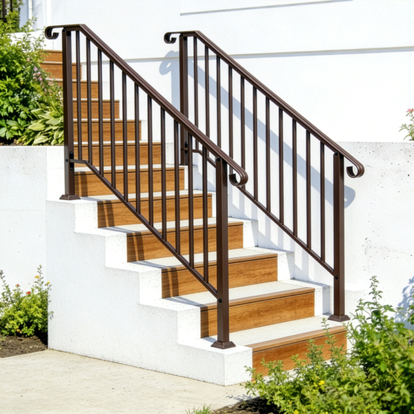 古铜色 4阶 庭院楼梯扶手-13