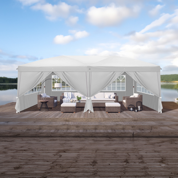 10*20ft  白色  一键撑开 6片面-2门4窗 28/22MM脚管 10X20MM交叉杆 折叠棚  210D牛津布  喷塑铁管 配拎包 无沙袋-26