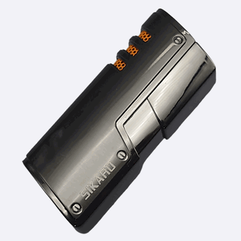 SIKARO®旋风* 三直冲专用高档雪茄打火机带雪茄打孔器黑镍枪黑雪茄香烟厨房户外可重复充气可调节火焰高度便携式