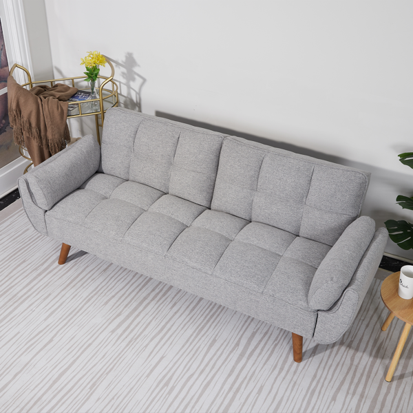 75英寸喇叭扶手可转换双人沙发床-浅灰色-11