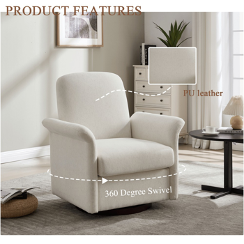Swivel Accent Chair Modern Barrel Armchair with Wood Base for Bedroom Reading Waiting Living Room