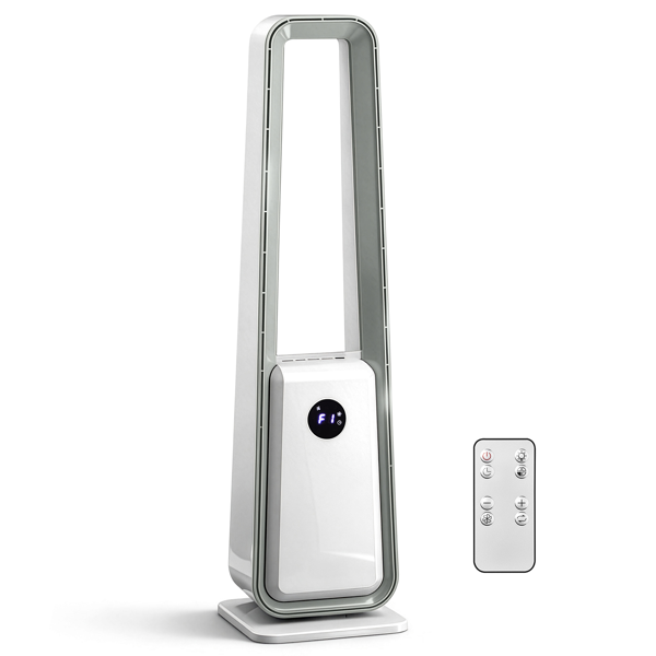 美规 HTY2204 无叶扇 110V 36W 35inch 无叶风扇 带LED电子屏 带黑边遥控器  塑料 铝电机 白色 3档风速 12H定时 3种模式 左右摆风 净化空气  梯形-9