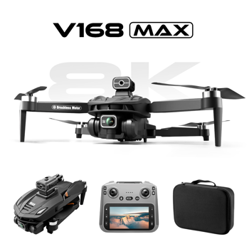 V168  Drone | Front-mounted 8K HD PTZ Camera, 4.5-inch Screen Remote Control, Brushless Motors, GPS Return-to-home, Gesture Control, 360° Roll, Dual Lenses, Foldable Design