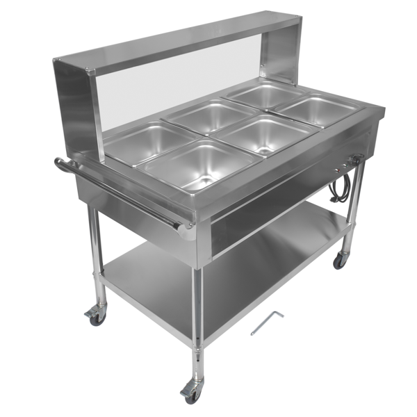 A3-6盘商用保温柜带挡板 6-Pan Commercial Food Warmer with Dividers, Professional Buffet Catering Food Warmer, Electric Steam Table, Stainless Steel-8