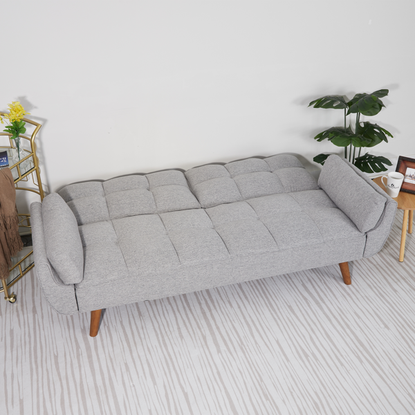 75英寸喇叭扶手可转换双人沙发床-浅灰色-4