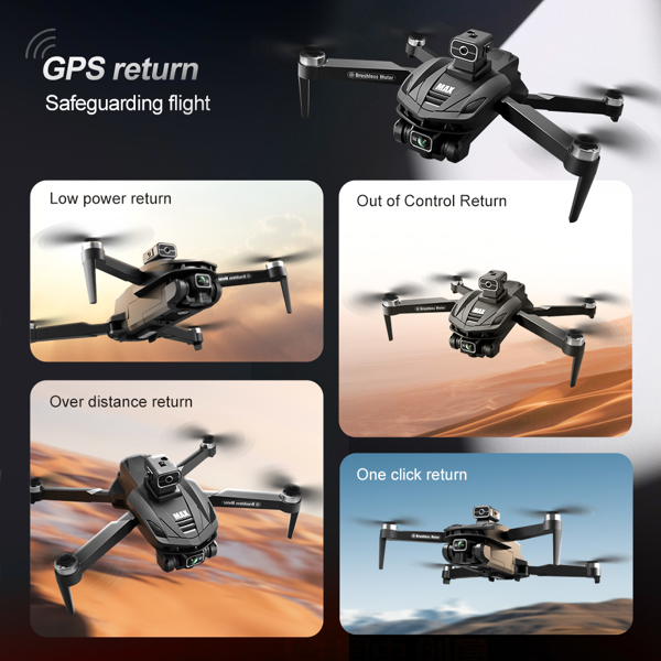 V168  Drone | Front-mounted 8K HD PTZ Camera, 4.5-inch Screen Remote Control, Brushless Motors, GPS Return-to-home, Gesture Control, 360° Roll, Dual Lenses, Foldable Design-11