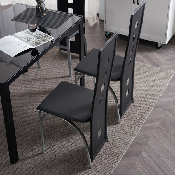 4pcs 高靠背横线缝纫装饰 PU革 餐椅 圆管 黑色 N201（替换编码：13028198-18410366）-74